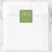 Sticker Carré Mariage Calligraphie Script Vert Ivoire Classique (Sac)