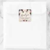 Sticker Carré Mariage campagnard de Boho Rustique Floral de la m (Sac)