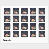 STICKER CARRÉ MARIAGE CAMPAGNARD FLORAL BOHO NAVY BLUSH ANTLER (Feuille)