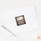 Sticker Carré Mariage campagnard rustique en bois blanc juste ma (Enveloppe)
