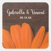 Sticker Carré Mariage campagnard rustique en bois d'orange (Devant)