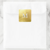 Sticker Carré Mariage Carré de script de monogramme or (Sac)