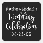 Sticker Carré Mariage Célébration noir manuscrit (Devant)