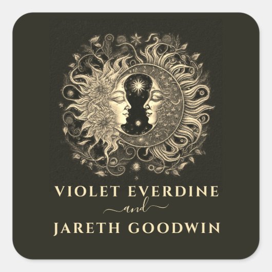 Sticker Carré Mariage céleste de la lune de soleil (Devant)