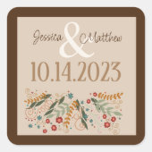 Sticker Carré Mariage Champêtre Élégante Inspirativité Moderne (Devant)