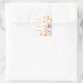 Sticker Carré Mariage Chic Fleur Sauvage Écriture (Sac)