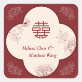 Sticker Carré Mariage chinois élégant Double Xi Flower (Devant)
