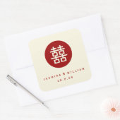 Sticker Carré Mariage chinois minimaliste à double bonheur (Enveloppe)