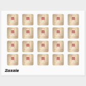 Sticker Carré Mariage chinois rectangle double bonheur or (Feuille)