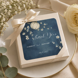 Sticker Carré Mariage Citrouille Automne Bleu de Nuit