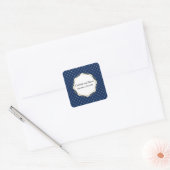 Sticker Carré Mariage classique bleu et or (Enveloppe)