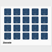 Sticker Carré Mariage Classique Bleu Nuit Monogramme (Feuille)