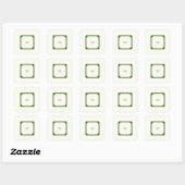 Sticker Carré Mariage Couple Monogram Vert (Feuille)