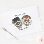 Sticker Carré Mariage crâne sucre (Enveloppe)