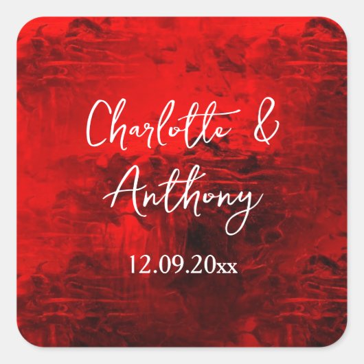 Sticker Carré Mariage Creative Abstrait Artwork rouge (Devant)