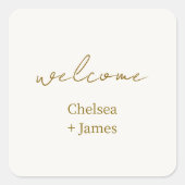 Sticker Carré Mariage d'accueil de script simple et chic (Devant)