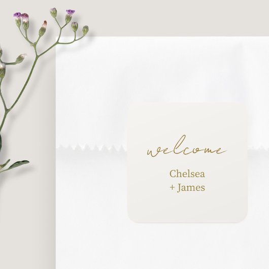 Sticker Carré Mariage d'accueil de script simple et chic