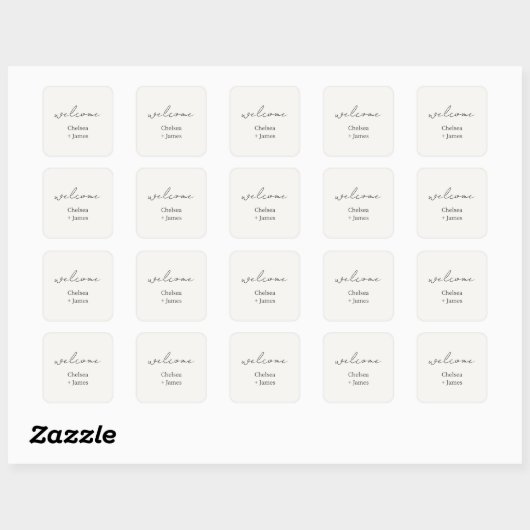 Sticker Carré Mariage d'accueil de script simple et chic (Feuille)