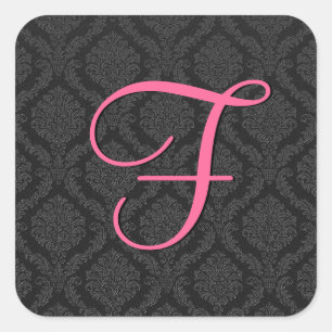 Sticker Carré Mariage damassé BLACK ROSE BLANC