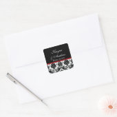 Sticker Carré Mariage damassé noir et rouge (Enveloppe)