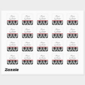 Sticker Carré Mariage damassé noir et rouge (Feuille)