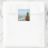 Sticker Carré Mariage d'ananas de plage tropicale Favoriser (Sac)