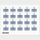 Sticker Carré Mariage d'Ancre des bandes bleues de la marine mar (Feuille)