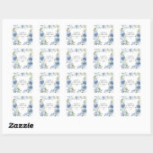 Sticker Carré Mariage d'aquarelle bleu floral moderne printemps (Feuille)