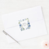 Sticker Carré Mariage d'aquarelle bleu floral moderne printemps (Enveloppe)