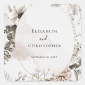 Sticker Carré Mariage d'aquarelle couleur rose pâle (Devant)