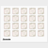 Sticker Carré Mariage d'aquarelle fleurie rose duveteuse (Feuille)
