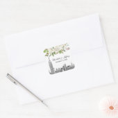 Sticker Carré Mariage d'aquarelle florale blanche NYC Skyline ES (Enveloppe)
