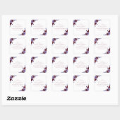 Sticker Carré Mariage d'aquarelle florale violet et blanc (Feuille)