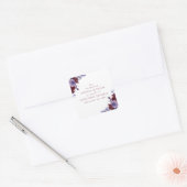 Sticker Carré Mariage d'aquarelle florale violet et blanc (Enveloppe)