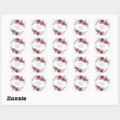 Sticker Carré Mariage d'aquarelle rose bordeaux gris (Feuille)