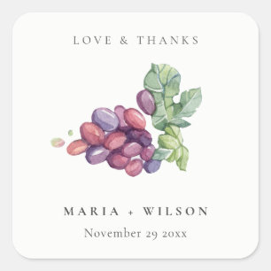 Sticker Carré Mariage d'aquarelle rustique