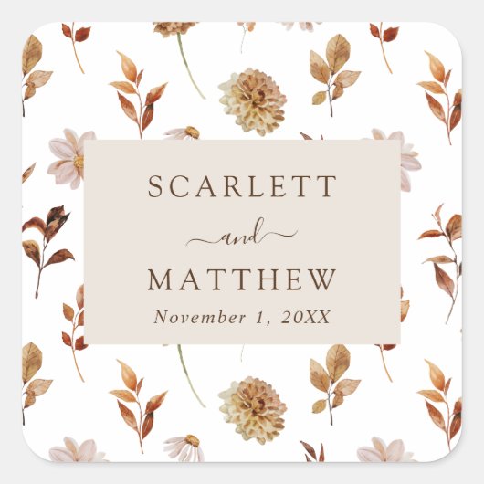 Sticker Carré Mariage d'automne (Devant)