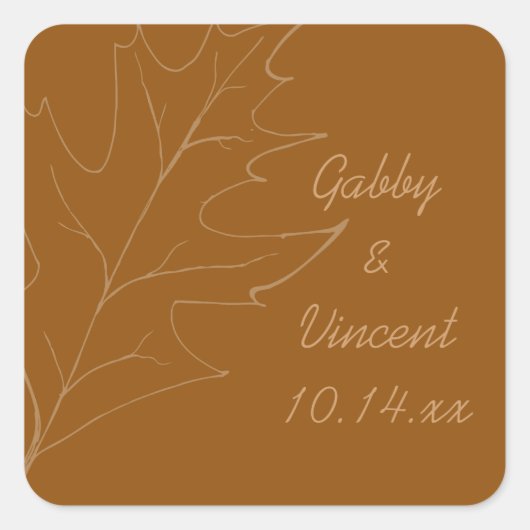 Sticker Carré Mariage d'automne en feuilles de chêne (Devant)