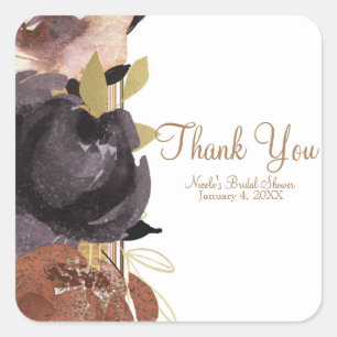 Sticker Carré Mariage d'automne Fleurs Glamour Moderne Floral Él