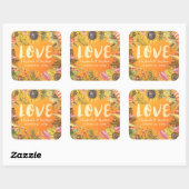 Sticker Carré Mariage de automne Merci Automne érable Feuille Ci (Feuille)