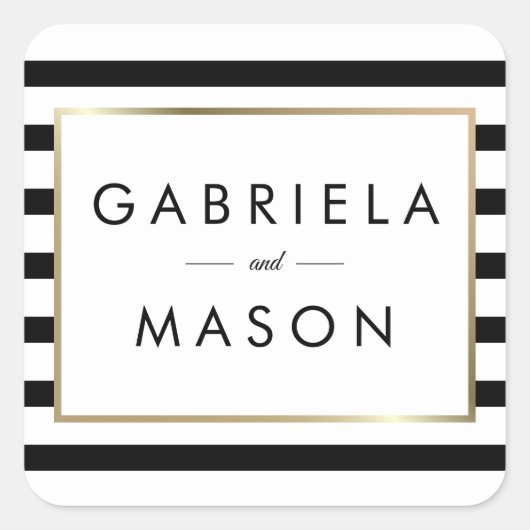 Sticker Carré Mariage de bande classique | Faux Gold Foil (Devant)