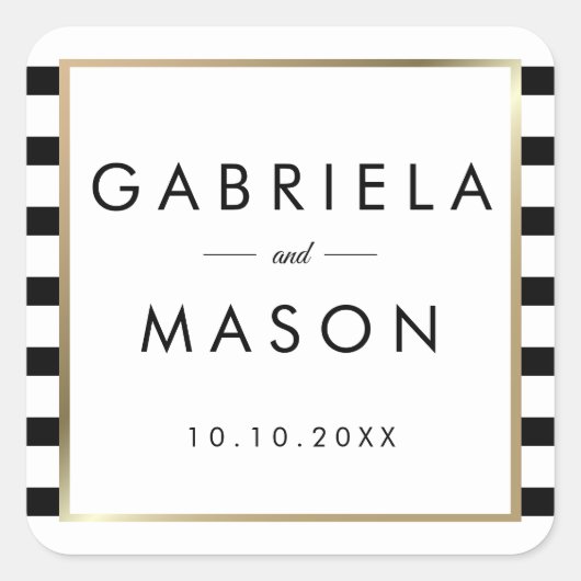 Sticker Carré Mariage de bande classique | Faux Gold Foil (Devant)