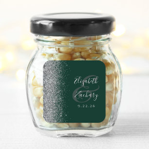 Sticker Carré Mariage de bord de Parties scintillant en argent E