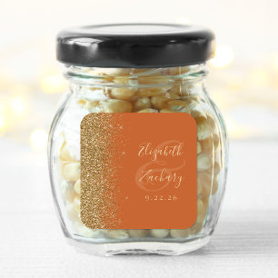 Sticker Carré Mariage de bord de Parties scintillant or orange b