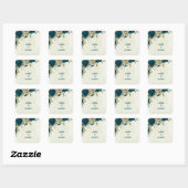 Sticker Carré mariage de botanique turquoise bleu beige (Feuille)
