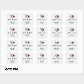 Sticker Carré Mariage de bouquet rouge gris et crème Boho (Feuille)