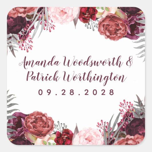 Sticker Carré Mariage de Bourgogne Marsala rose pâle rose pâle F (Devant)