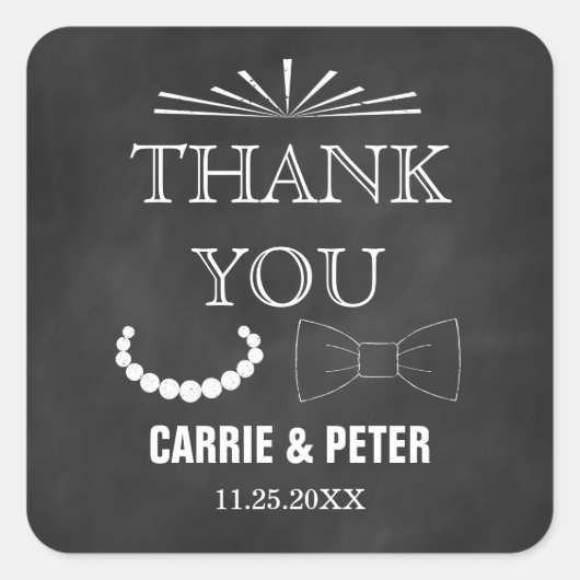 Sticker Carré Mariage de Bowties et Pearls (Devant)