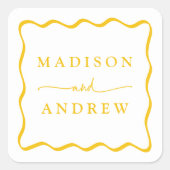 Sticker Carré Mariage de cadre moderne Jaune Wavy (Devant)