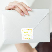Sticker Carré Mariage de cadre moderne Jaune Wavy